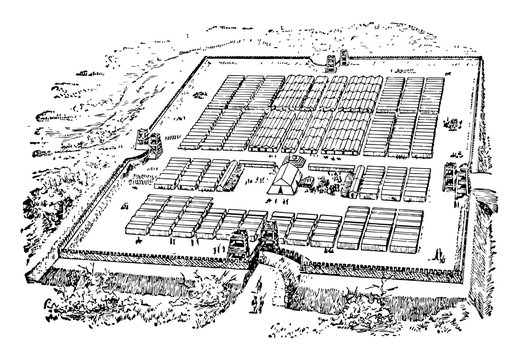 Roman Camp vintage illustration.