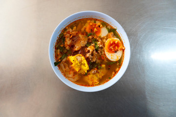 Delicious noodles hot and eggs with sour and spicy taste, popular in Thailand