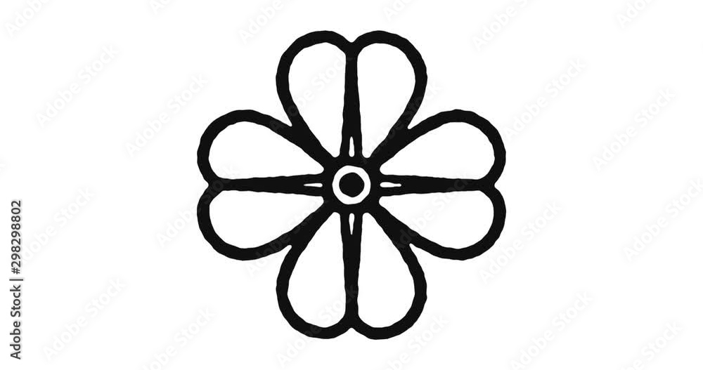 Poster four leaf clover outline icon animation footage/video. hand drawn like symbol animated with motion g