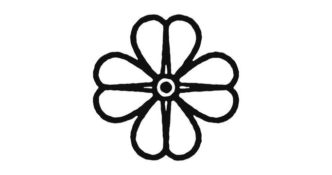 Four leaf clover outline icon animation footage/video. Hand drawn like symbol animated with motion graphic, can be used as loop item, has alpha channel and it's at 4K video resolution.