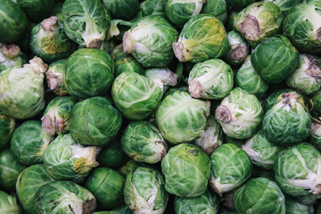 Fototapeta na wymiar Brussels sprouts green vegetables organic fresh healhy food background