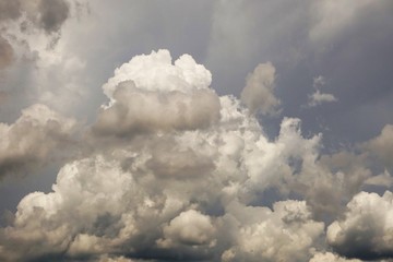 Dark and dramatic cloudy sky before thunderstorm and rain, Summer in GA USA.