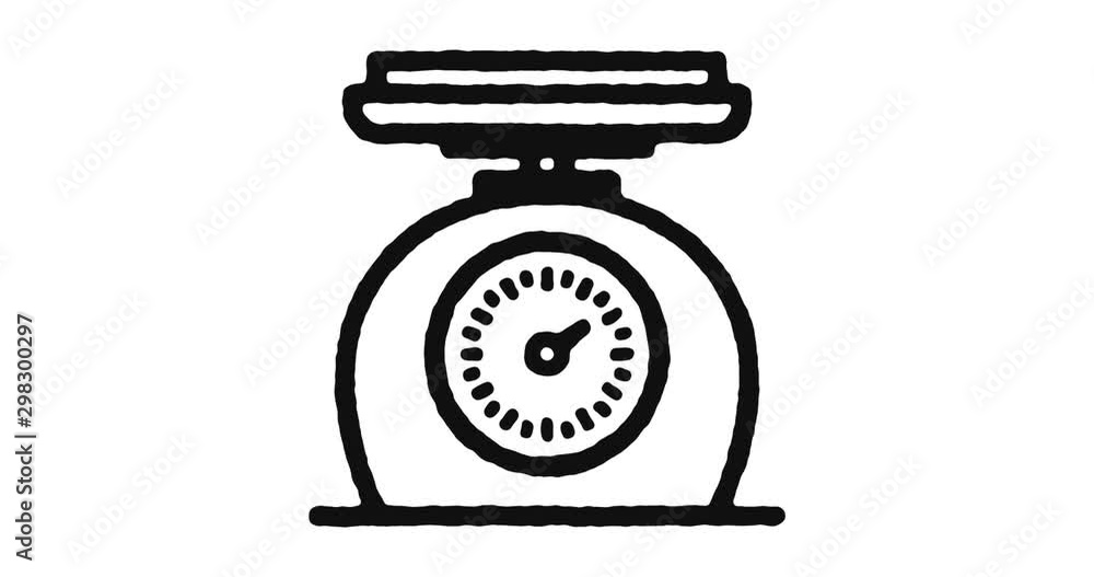 Poster recipe weight outline icon animation footage/video. hand drawn like symbol animated with motion grap
