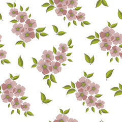 Beautiful seamless pattern with flowers and leaves