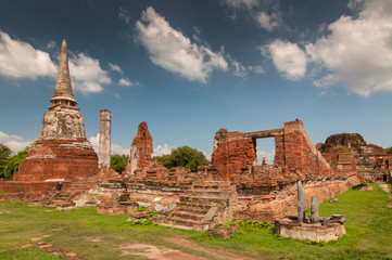 Fototapeta na wymiar Ruins of Wat Phra Mahathat, Ayutthaya, Thailand, Asia.