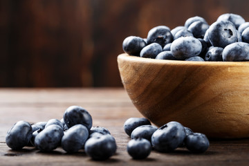 blueberries on wooden background