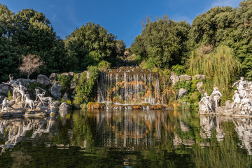 Fototapeta na wymiar The waterfalls of Diana e Attenone Fountain in the Royal Palace of Caserta
