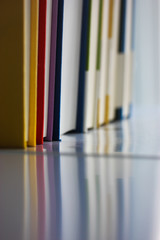 Bright books on the shelf, study