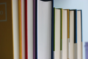 Bright books on the shelf, study