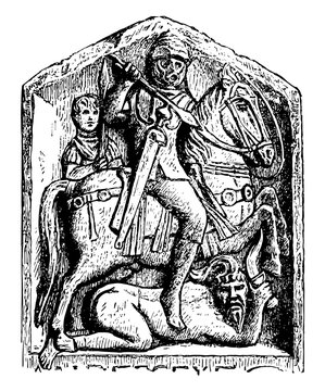 Sueve and Roman Rider vintage illustration.