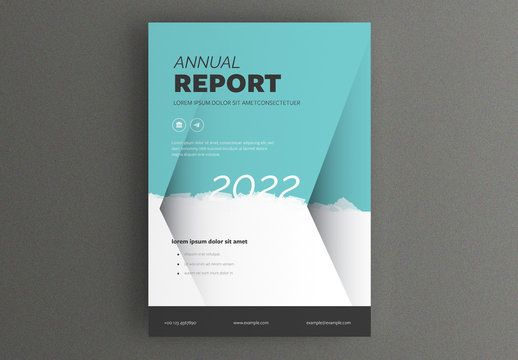 Report Cover Layout with Teal and White Background