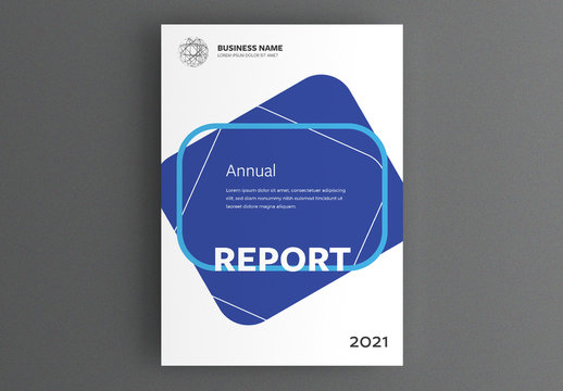 Report Cover Layout with Rounded Blue Shapes