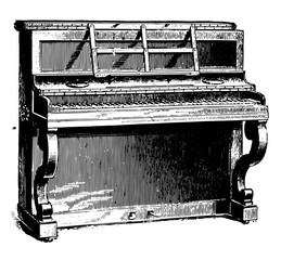 Upright Piano, vintage illustration. © Morphart