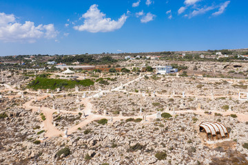 The outdoor sculpture exhibition in Ayia Napa, Cyprus, view from drone