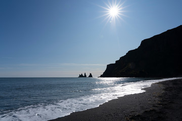 volcanic rock formation of Dyrholaey near Vik in southern Iceland