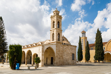 Fototapeta na wymiar The old church of Saint George in the main ssquare of Paralimni