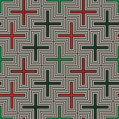 Seamless pattern with simple geometric ornament. Repeated puzzle mosaic abstract background.