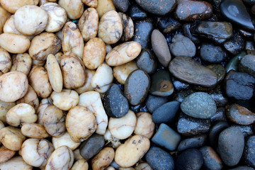 Brown and black sea pebbles as a background
