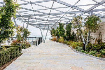 Modern architecture of The roof garden at 120 Fenchurch Street in London