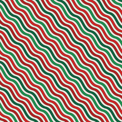 Christmas traditional colors diagonal wavy stripes seamless pattern. Vivid lines wallpaper. Classic ornament