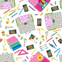 Seamless school pattern. Background with school objects