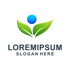 Colorful Abstract Leaf and People Logo Design