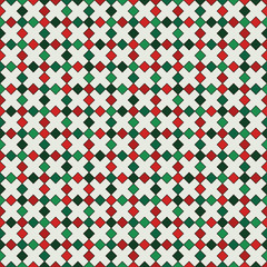 Seamless pattern in Christmas traditional colors with crosses motif. Modern mosaic, stained glass wallpaper.