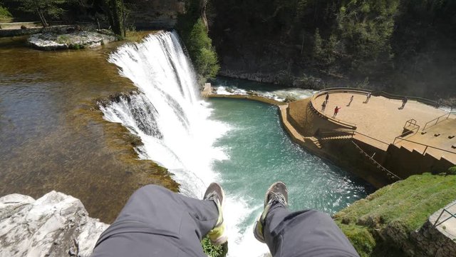 Sitting above Jajce waterfalls, Bosnia and Herczegovina