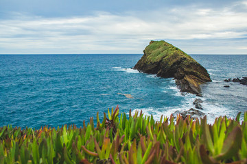 rock formation in the sea on the island of Sao Miguel, Azores, Portugal