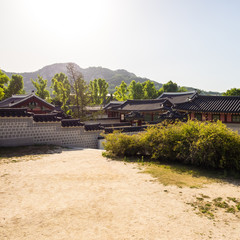 Seoul, South Korea. Fragment of Gyeongbokgung Palace, Seoul. Traditional korean architecture.