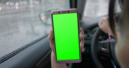green screen phone in car
