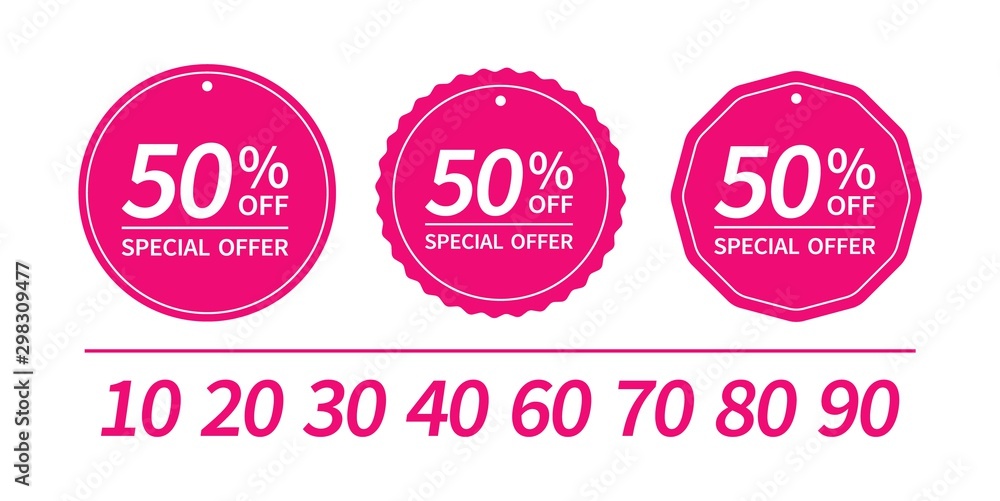 Poster set of price sale tags round shape with text. special offer. discount stickers design. ready sale la