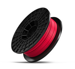 3d printing filament spool isolated on white background. Material for 3d printer. 3d illustration - obrazy, fototapety, plakaty