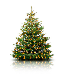 Glänzend Dekorierter Weihnachtsbaum mit Weihnachtskugeln