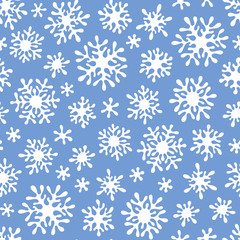 Fototapeta na wymiar Christmas seamless doodle pattern with snowflakes