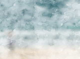 Fototapeta premium Abstract beach ocean watercolor for background. Creative abstract painted background, wallpaper, texture.