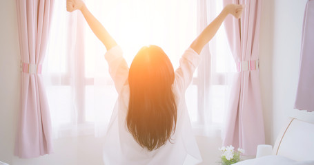 asian woman stretch her body