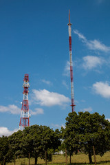 Red and White Radio and Television Towers