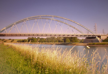 Bridge over water channel in wallonia region, belgium