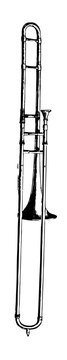 black and white trombone musical instrument clip art preview