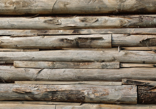 many wooden boards of a wall of an hut