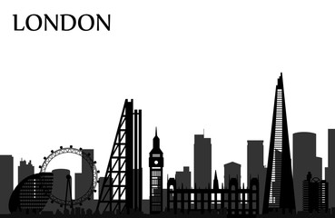 Cityscape with all famous buildings. Skyline London city composition for design