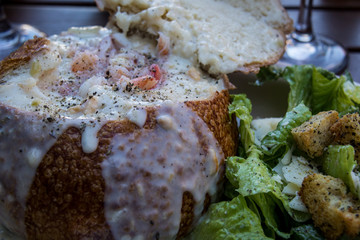 Clam Chowder in a sour dough bowl, San Francisco