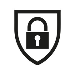 Abstract security shield with lock, security icon. Lock security icon. Vector illustration isolated on white background.