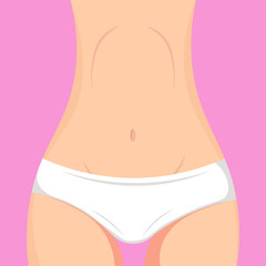 A fragment of woman body in white panties. Vector Illustration.