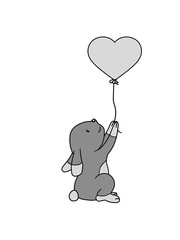 luftballon herz liebe hase häschen kaninchen kleiner süßer nidelicher karnickel beten haben wollen greifen betteln halten oben hoch comic cartoon clipart design cool kind baby