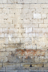 Horizontally Seamless Texture of Light Weathered Ancient Brick Wall from Church Ruins in Lisbon, Portugal