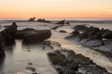 Sunset in Barrika beach, Basque country
