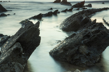 Sunset in Barrika beach, Basque country