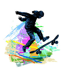 Fototapeta na wymiar Skateboarding. Extreme sports background